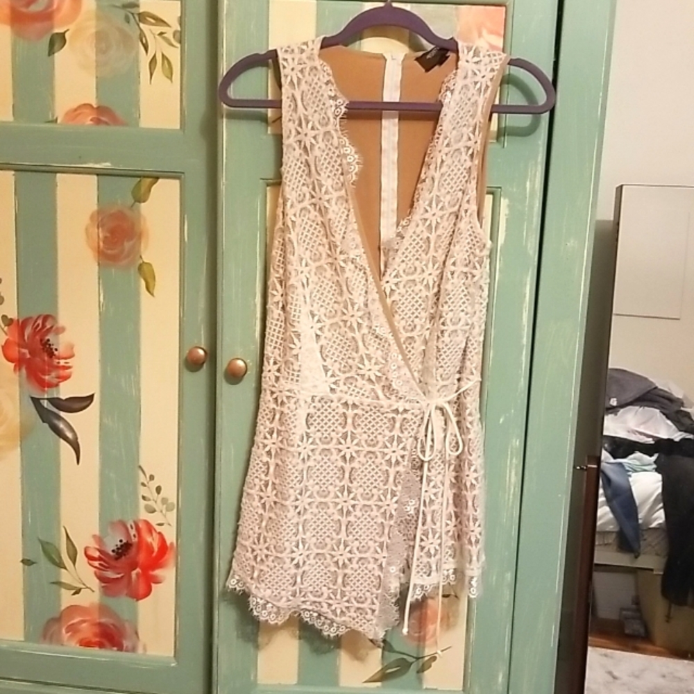 white lace wrap romper